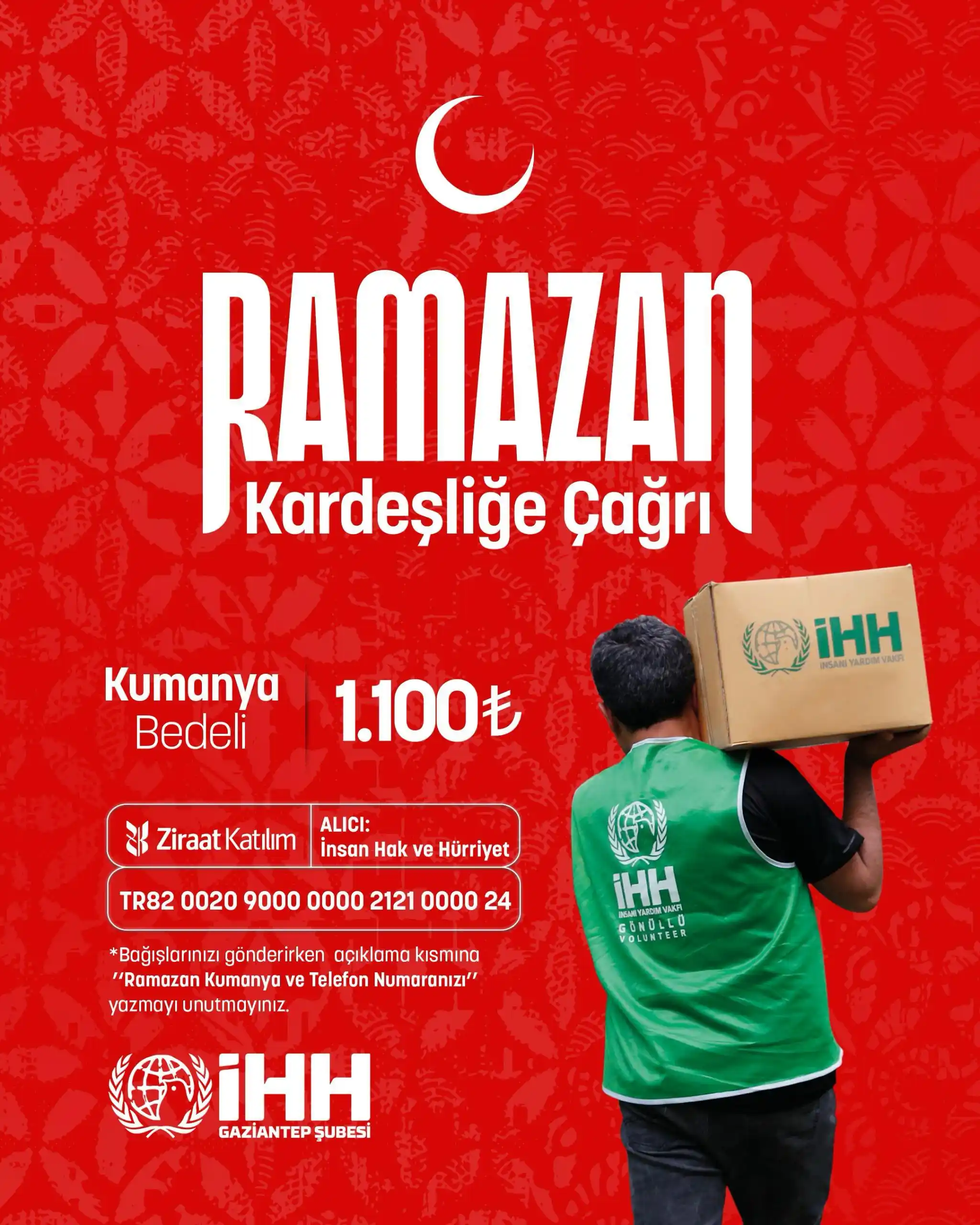 Image from İHH Gaziantep Şubesi: ❝RAMAZAN KARDEŞLİĞE ÇAĞRI❞ Bir kumanya, bir aileye umut olabilir. Maz...