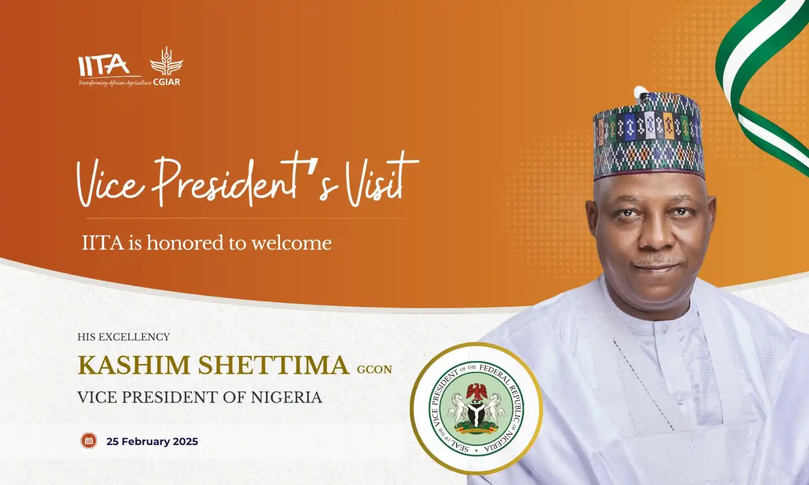 Image from IITA: 📣 Exciting news! Today, IITA will welcome the Vice President of Nig...