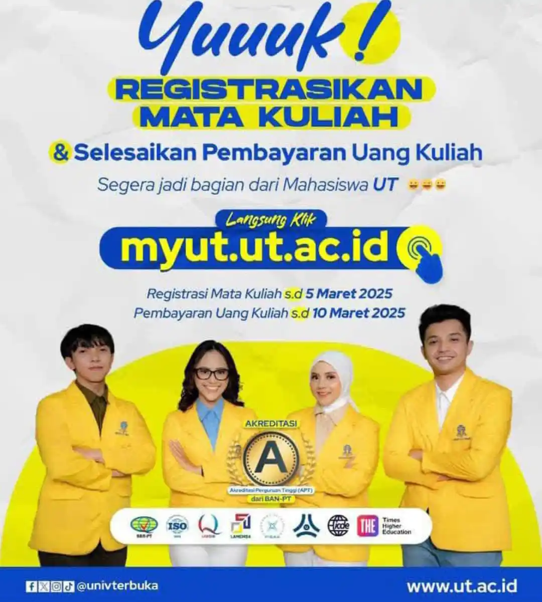 Image from INFO MAHASISWA UT: 🔔 Registrasi Mata Kuliah & Pembayaran Uang Kuliah! 🔔 Halo Sahabat U...