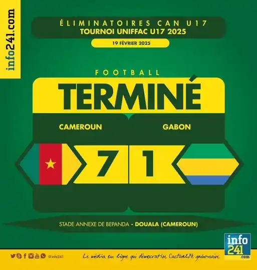 Image from Info241.com: Tournoi UNIFFAC U17 : Le Gabon s'est incliné mercredi contre le Camero...