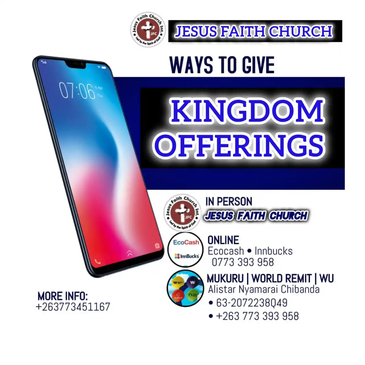 Image from Jesus Faith Church: *Greetings JFC family!* We're grateful for your support! We encoura...