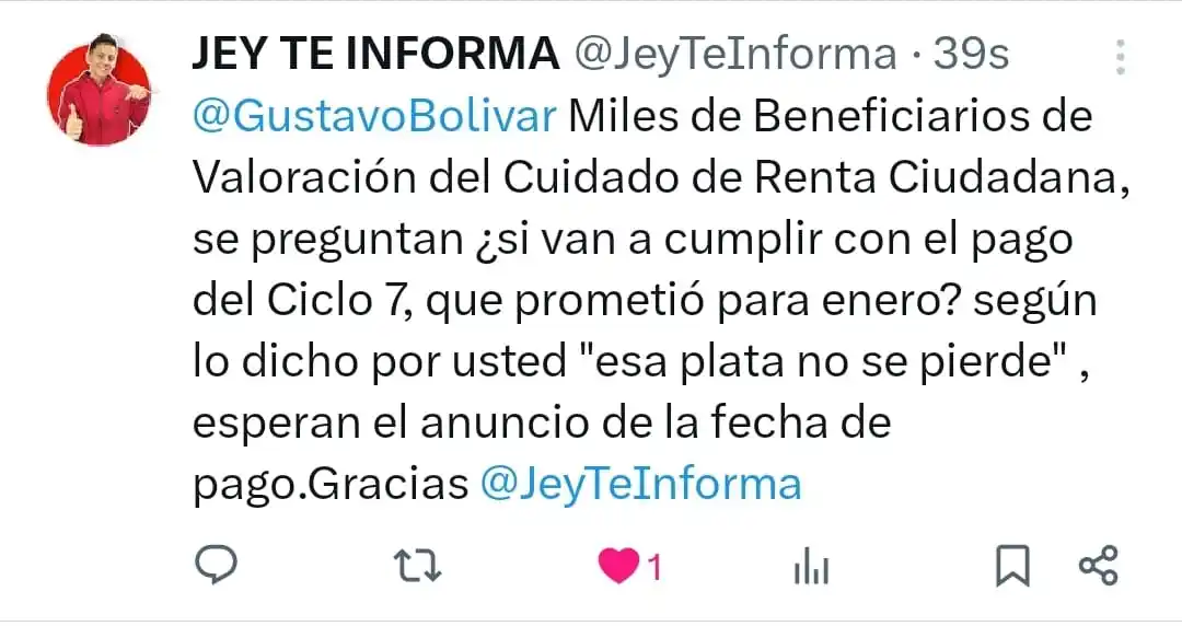 Image from Jey Videos: @GustavoBolivar Miles de Beneficiarios de Valoración del Cuidado de Re...