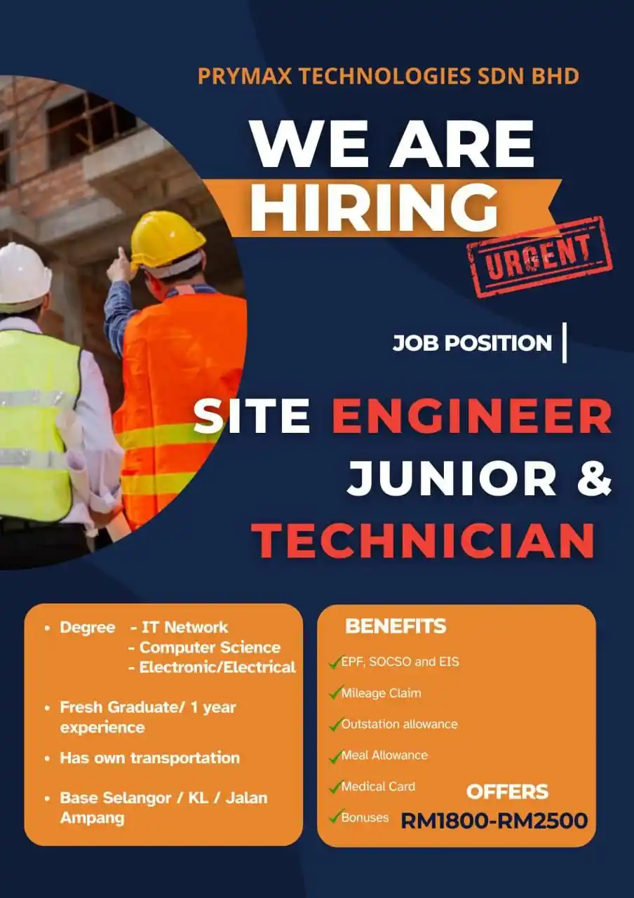 Image from Kerja Kosong Selangor & KL: *2 Engineer & 1 Technician Diperlukan Segera* *Base Selangor/Kl* ‼️ ...