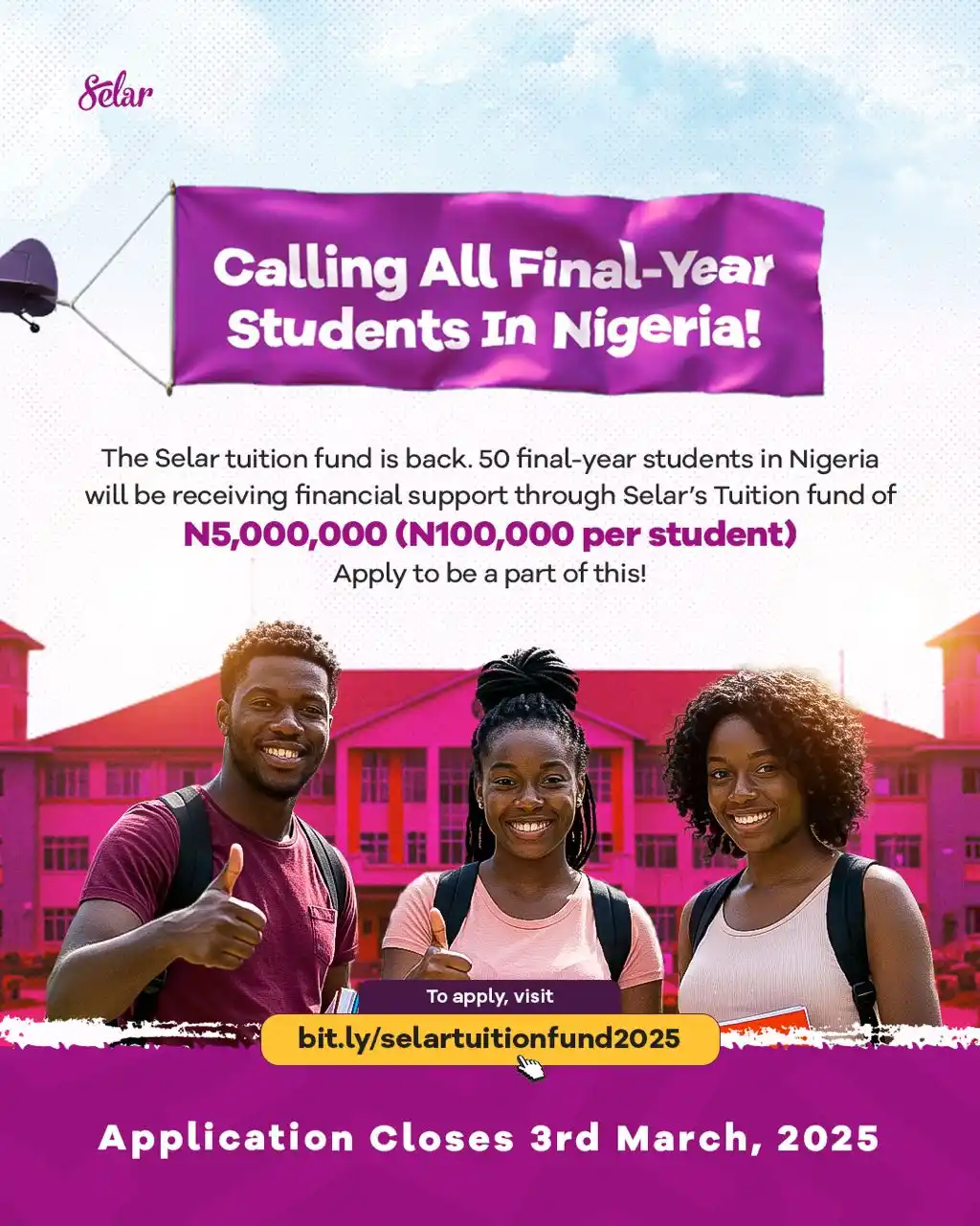 Image from KTech Solutions: *100k cash grant for 50 Final Year Nigerian Students!* We’re excited ...