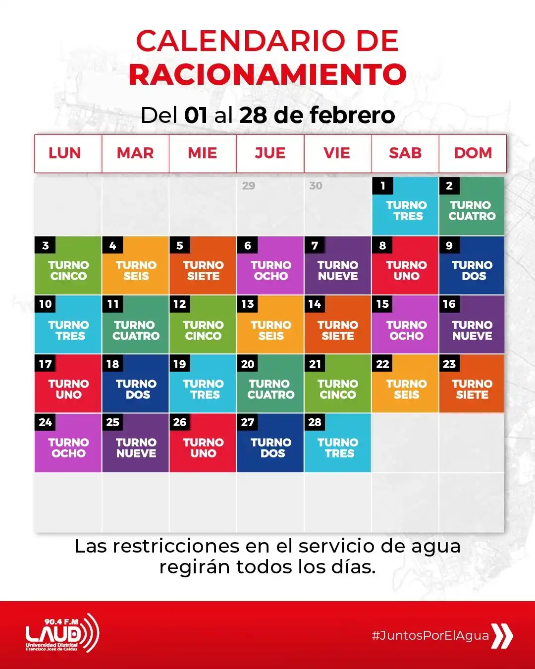 Image from LAUD Estéreo: ¡Febrero está por terminar, pero el racionamiento de agua sigue! 💧 No...