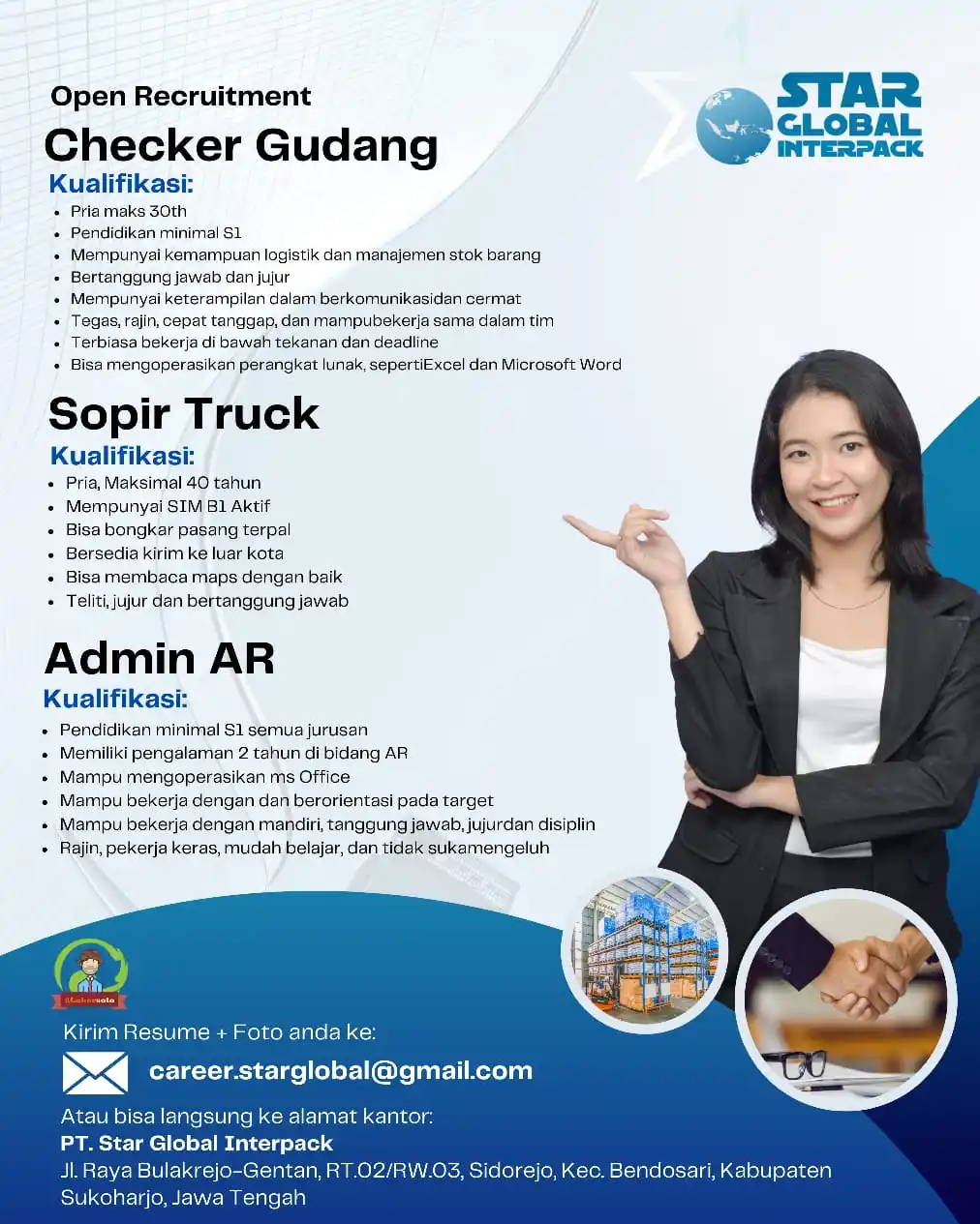 Image from Loker Solo: Info lowongan kerja di STAR GLOBAL INTERPACK sebagai : 1. Checker Gud...
