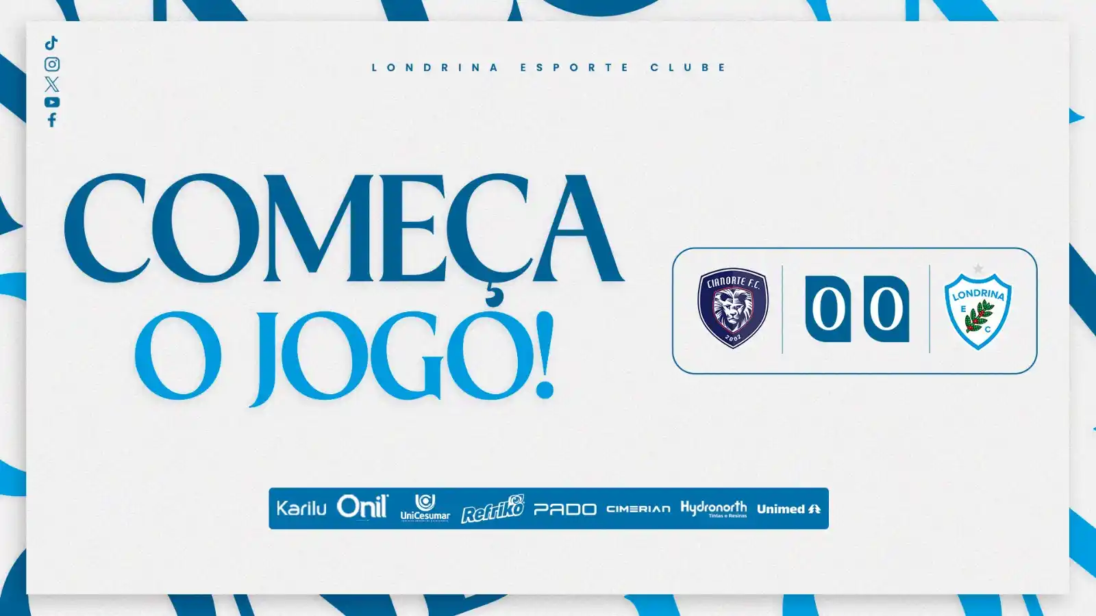 Image from Londrina EC | Oficial: ⏰ 1' | 1T - Começou as quartas de final para o Tubarão! Bora, Tuba! 🩵...