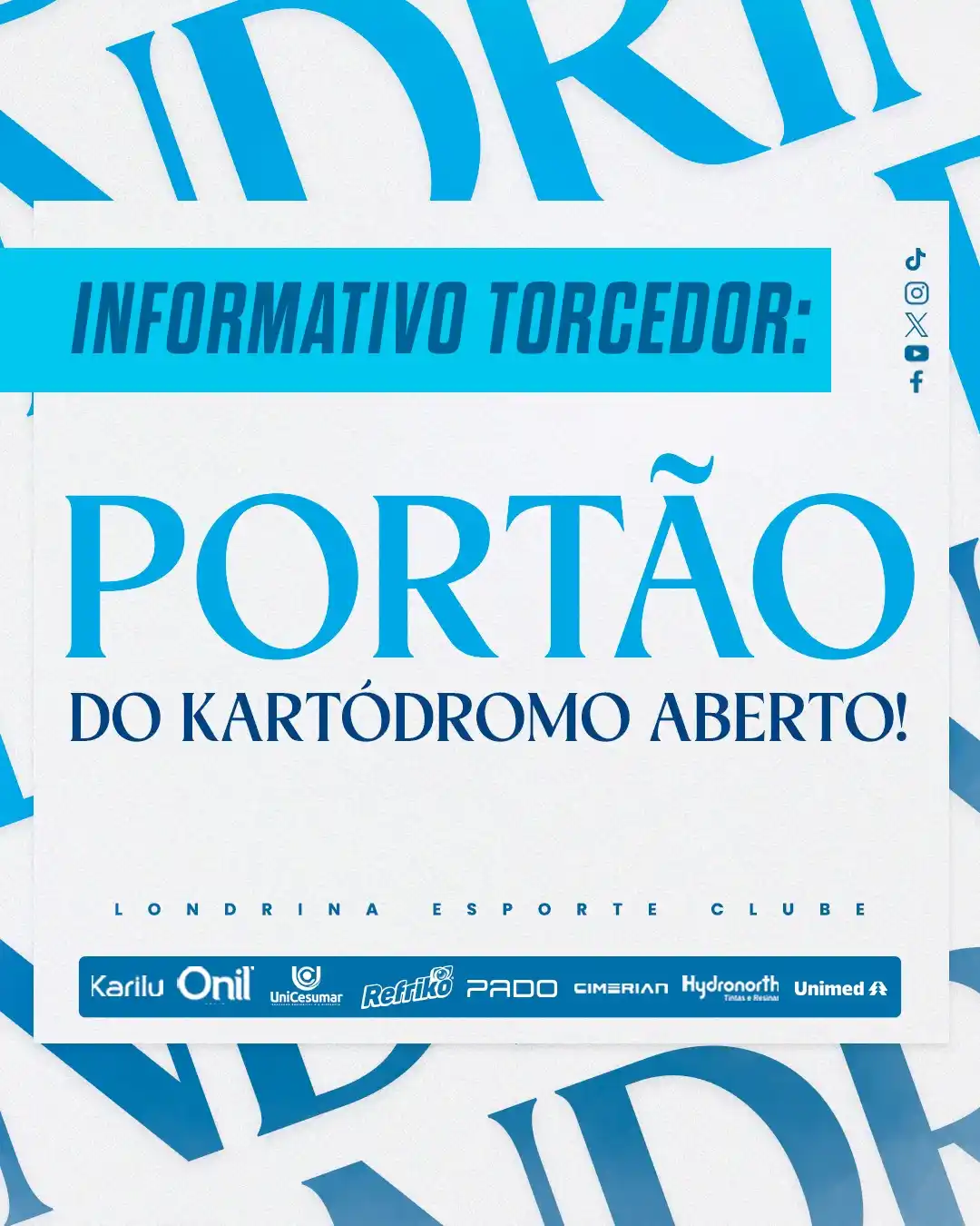 Image from Londrina EC | Oficial: 🦈🏟️ INFORMATIVO! A entrada do Kartódromo estará aberta para os torce...