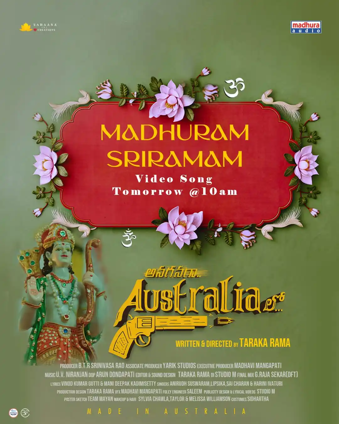 Image from Madhura Audio: "A melody you won’t forget—'Madhuram Sriramam' from 'Anaganaga Austral...