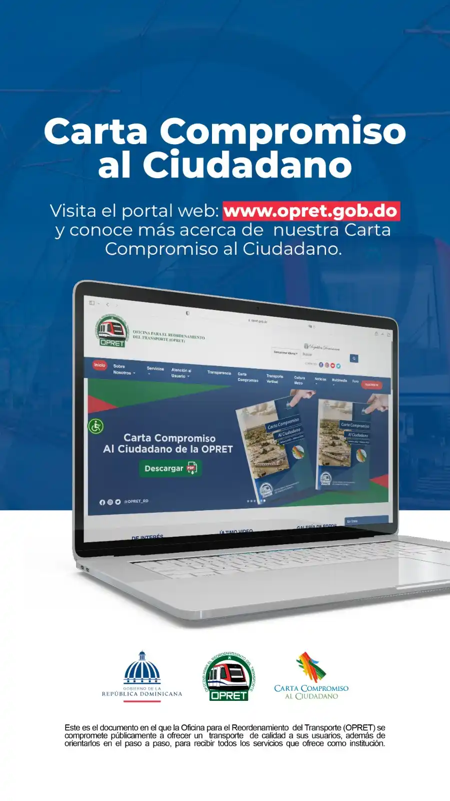 Image from Metro de Santo Domingo: 💻 Visita nuestro portal web: www.opret.gob.do y conoce nuestra Carta ...