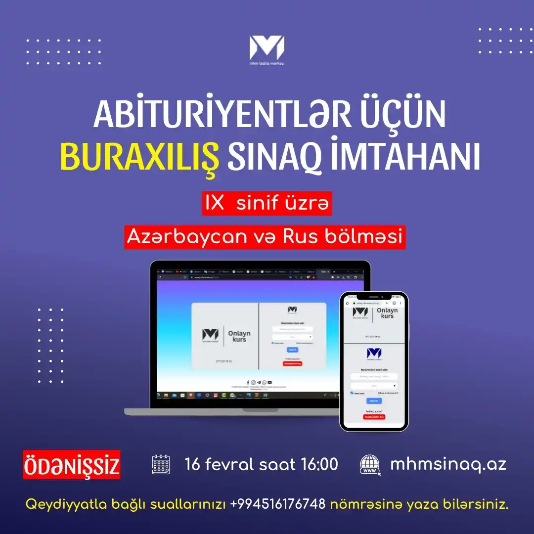 Image from MHM Abituriyent Şöbəsi: MHM Tədris Mərkəzi tərəfindən abituriyentlər üçün Buraxılış imtahanı p...