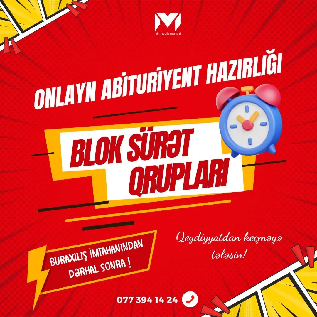 Image from MHM Abituriyent Şöbəsi: 🤩 Bütün fənlər üzrə Sıfırdan Onlayn Blok Sürət Qruplarımıza qeydiyyat...