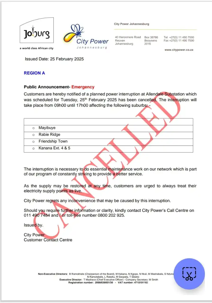 Midrand SDC Outage Updates post
