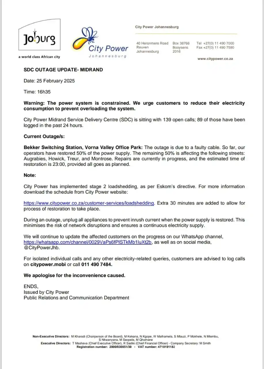 Midrand SDC Outage Updates post