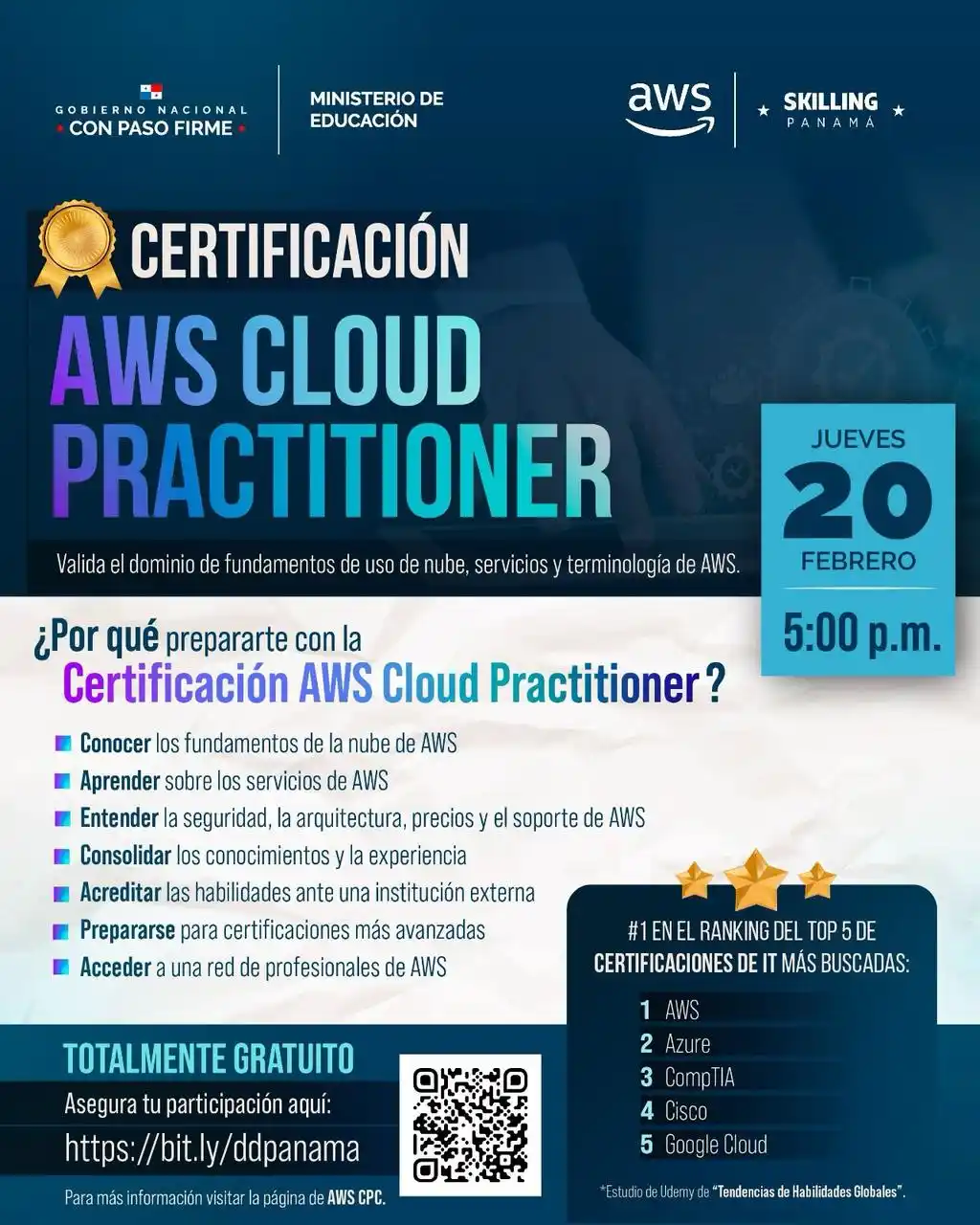 Image from Ministerio de Educación de Panamá: 🚀 Obtén tu certificación AWS Cloud Practitioner con Skilling Panama ¡...