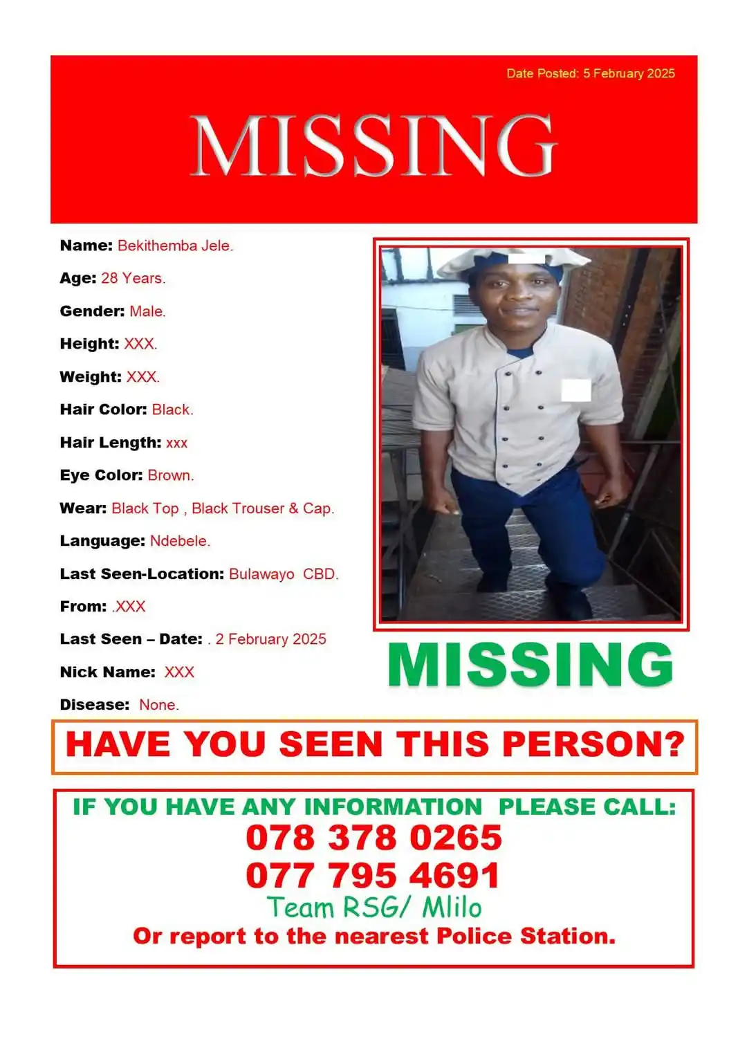 Missing Persons Zimbabwe post