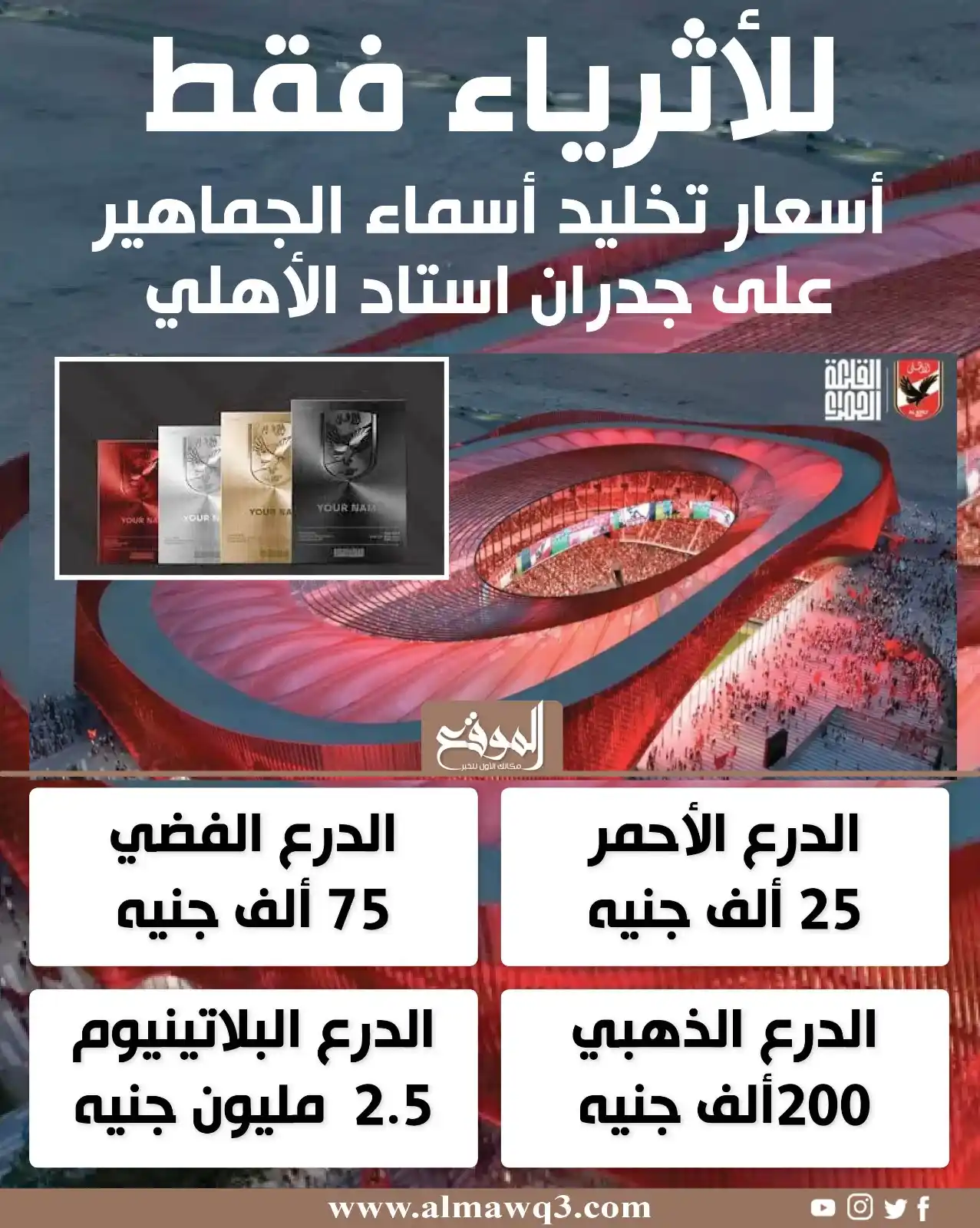 Image from موقع «الموقع»: إذا كنت محدود أو متوسط الدخل لا يحق لك.. تخليد الأسماء على جدران ستاد ...