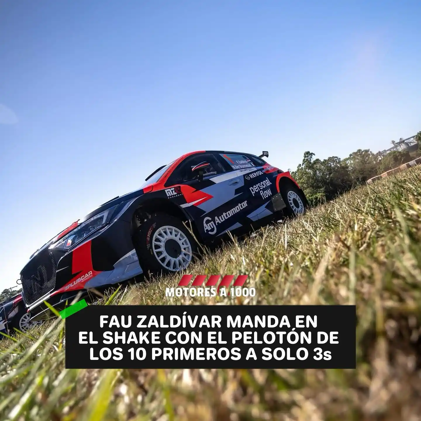 Image from Motores a 1000🏁🇵🇾📲: ⏺️🚨 Fabrizio Zaldívar con el Hyundai i20 N Rally2 marcó el mejor tiem...