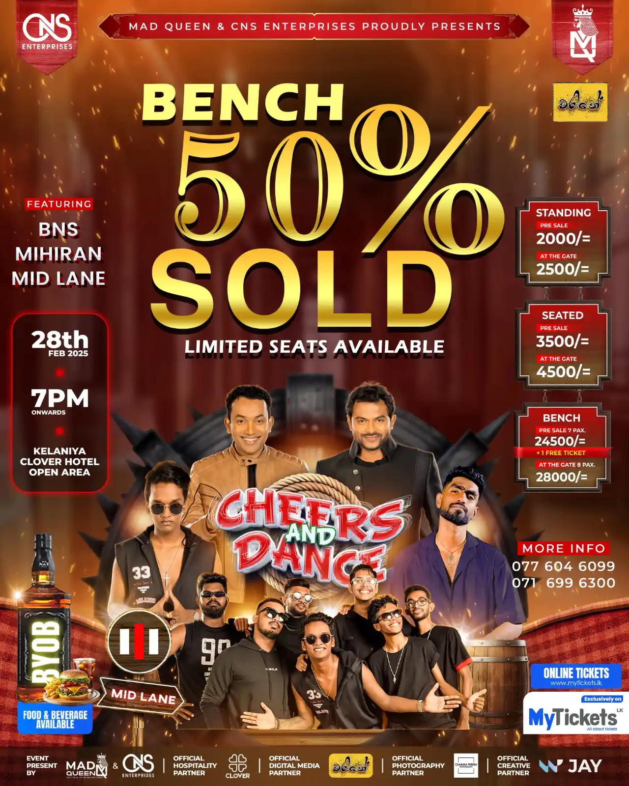 Image from MyTicketsLK: 🔥CHEERS & DANCE Get ready for the ultimate night of music and danc...