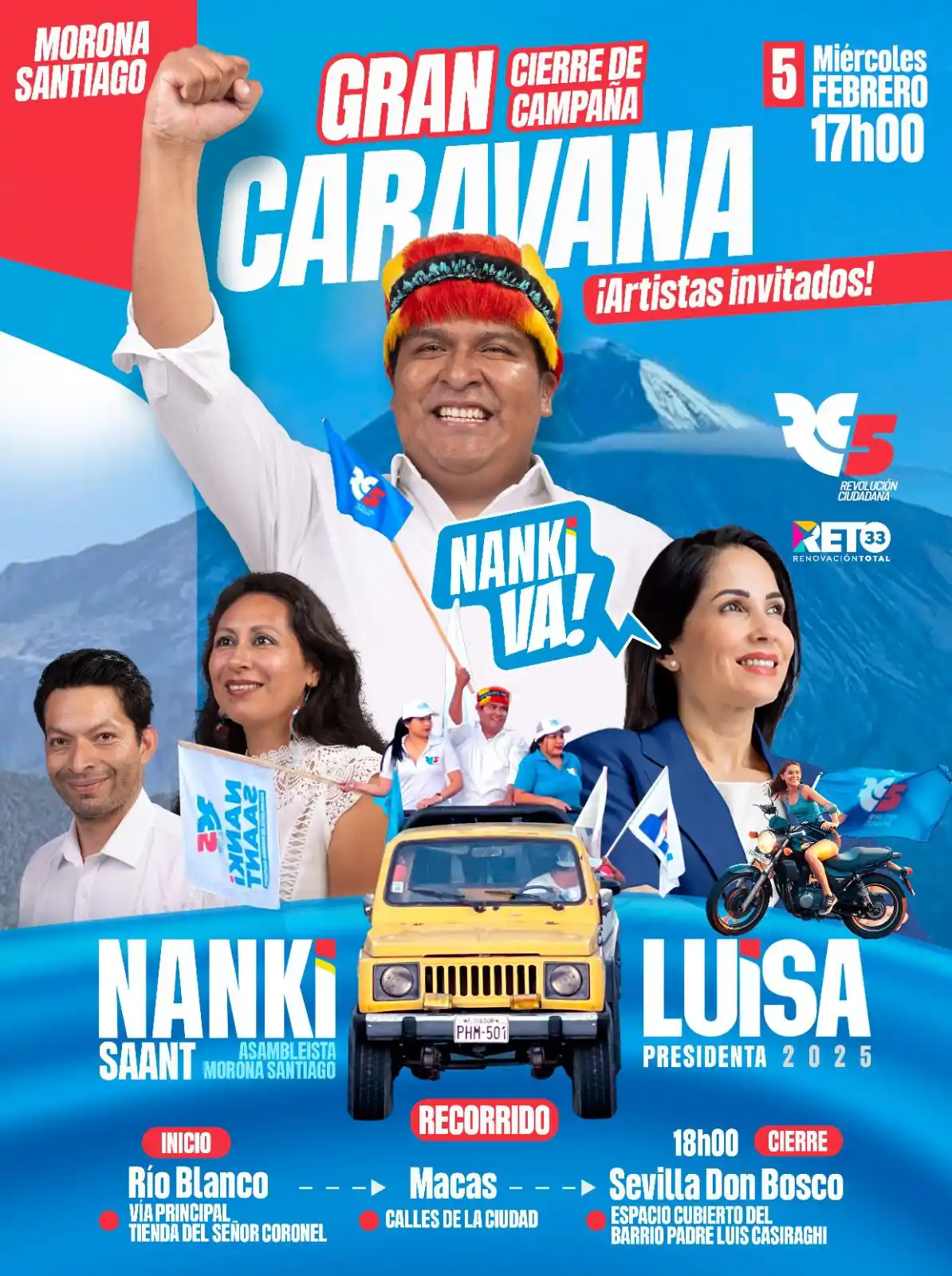 Image from NANKI SAANT Asambleísta Amazónico💪🏾🇪🇨: 🩵❤️GRAN CIERRE DE CAMPAÑA REVOLUCIONARIA RC5 MORONA SANTIAGO🎉 🗓️ F...