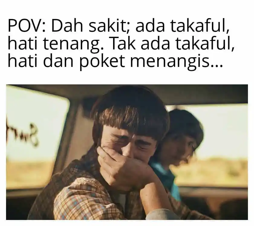 Image from Nota Kewangan Islam: Aku: Bro, kau ada takaful tak? Kawan: Takde, rilek je. (3 bulan ke...