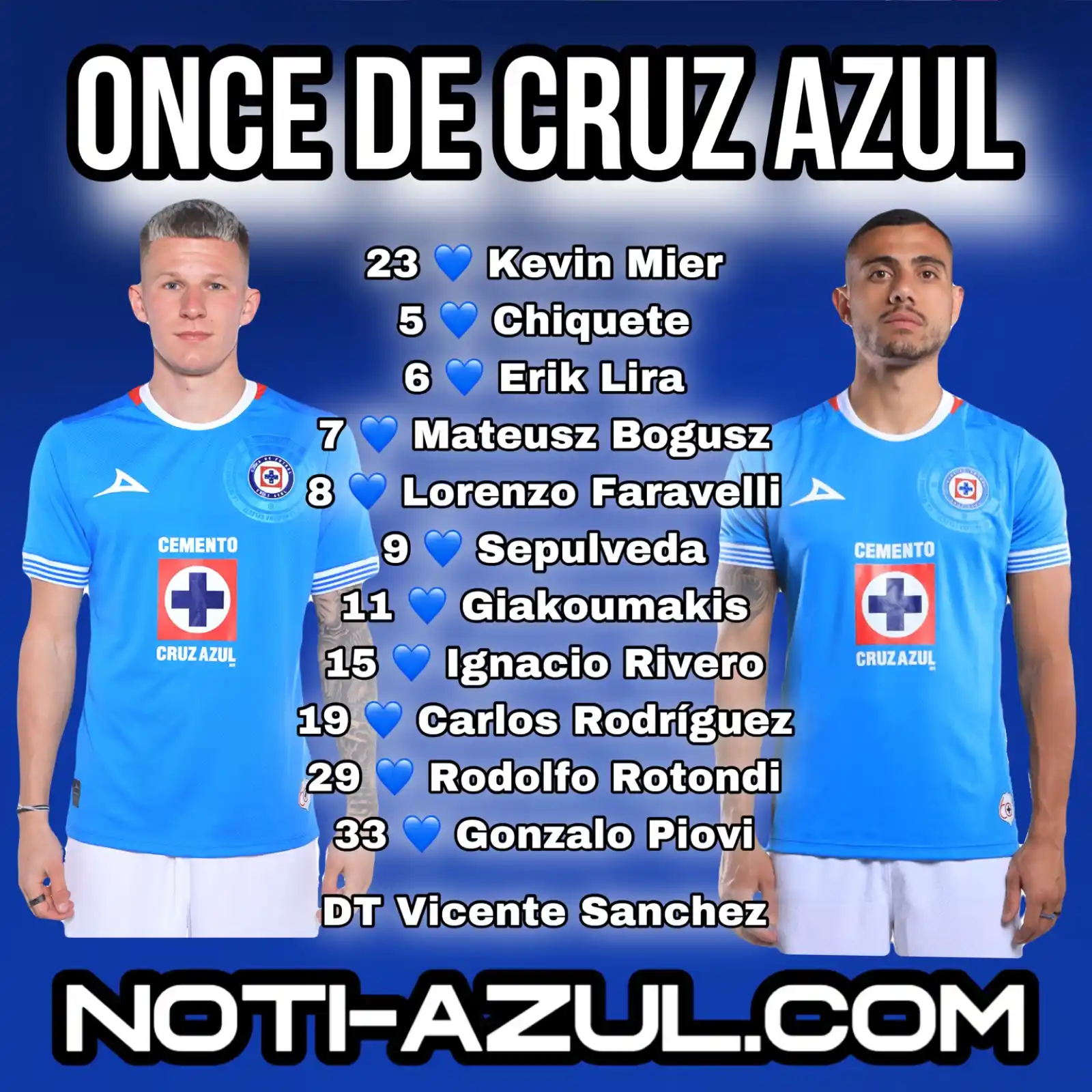 Image from Noticias de Cruz Azul: Once de Cruz Azul para el partido contra Mazatlán 💙 <a class="text...