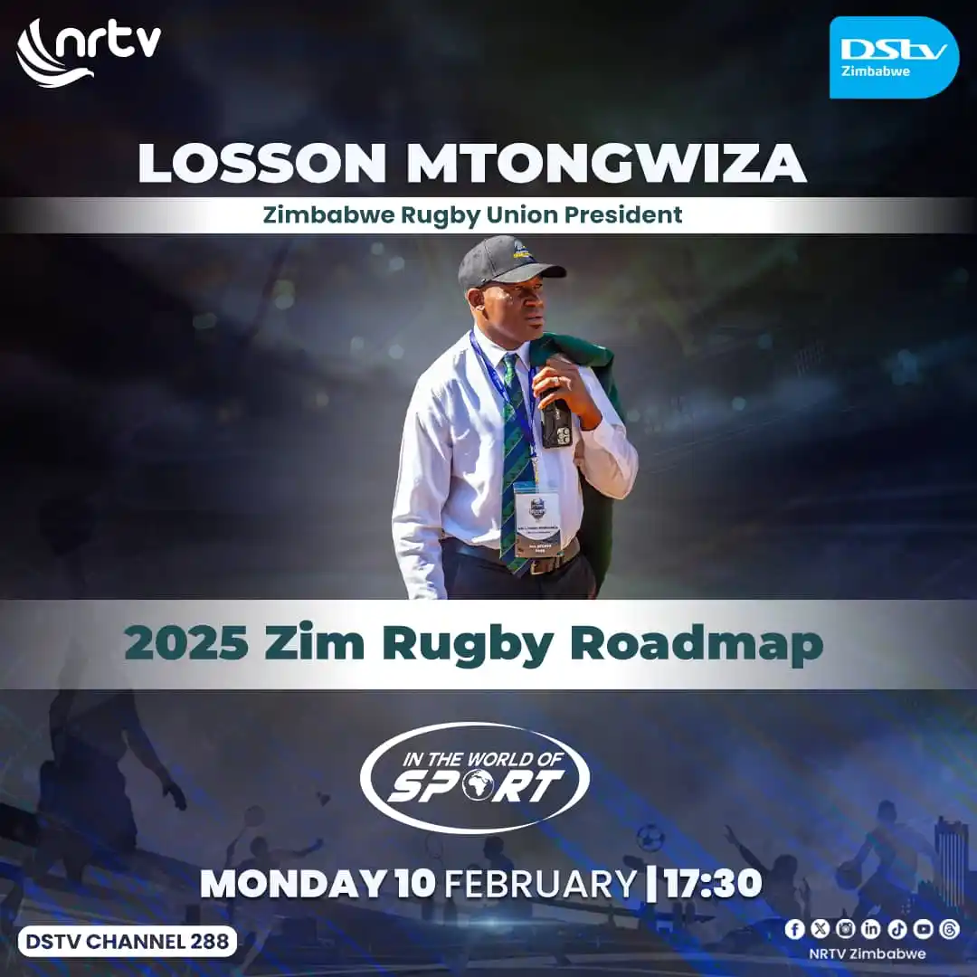 Image from NRTV: Tonight on In The World Of Sport we host Zimbabwe Rugby Union presiden...