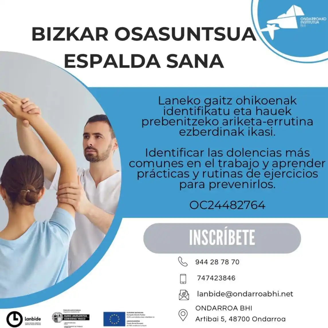 Image from Ondarroako Udala: [HEZKUNTZA] 🩻 Laneko gaitz ohikoenak identifikatu eta hauek prebenitz...