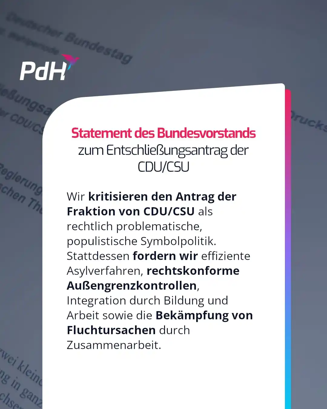 PdH — Fakten, Freiheit, Fortschritt post