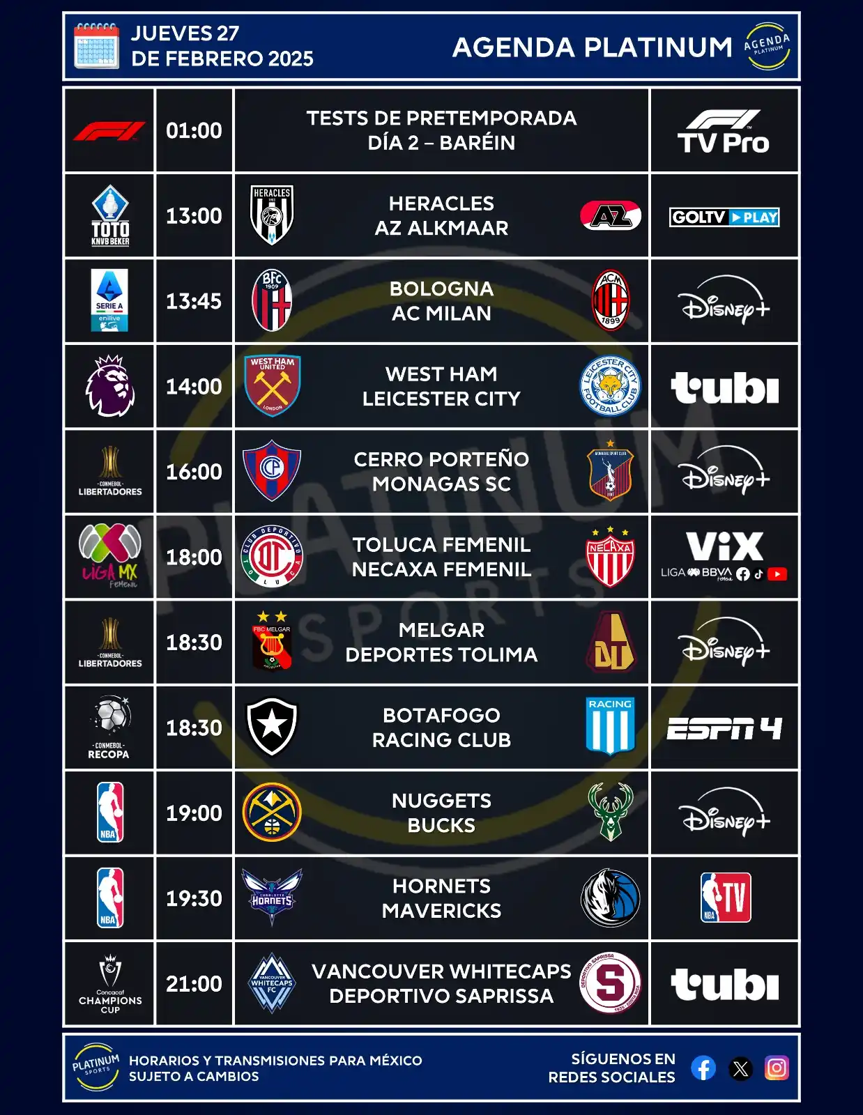 Image from PLATINUM Sports: ¡JUEVES DE VARIEDAD! 🇲🇽 <a class="text-blue-500 hover:underline cur...