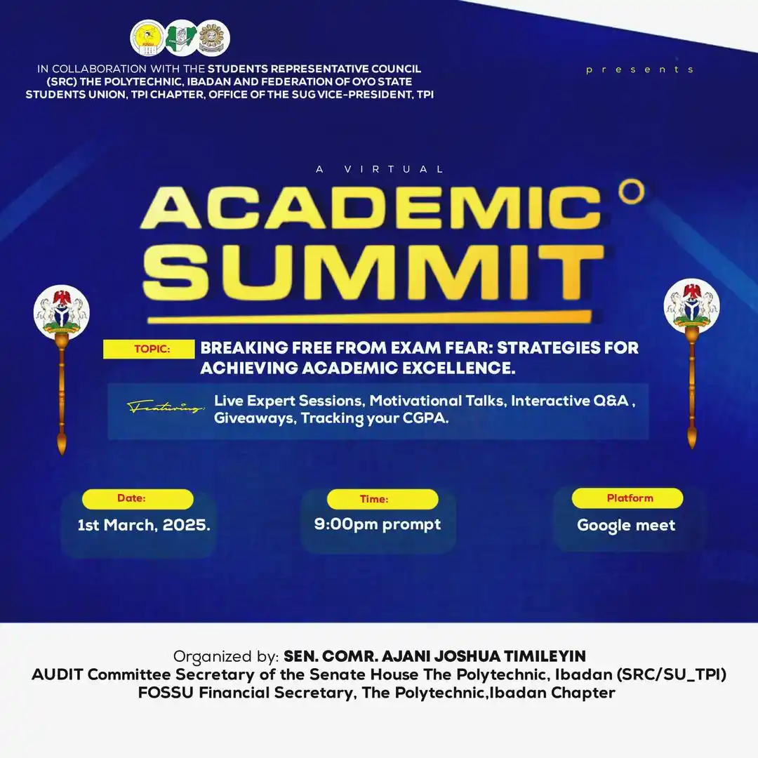 Image from Press Council TPI: *📢 ATTENTION THE POLYTECHNIC IBADAN STUDENTS!* Exams are around the c...
