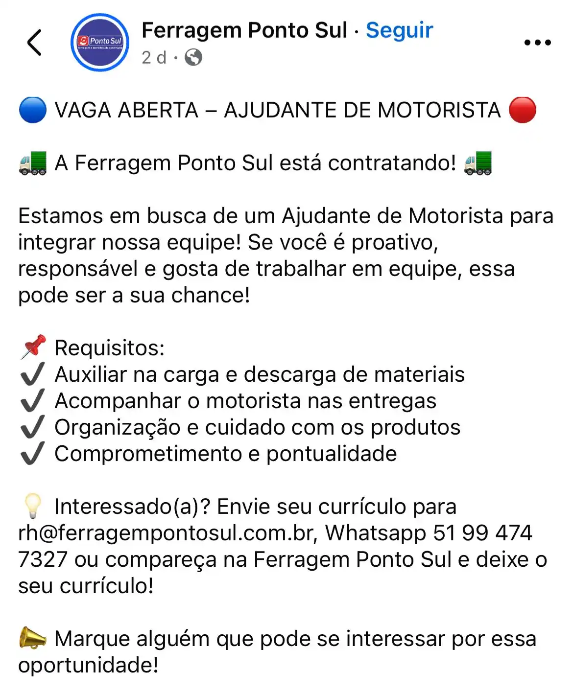 Projeto 1 Vaga - Emprego Poa e região post