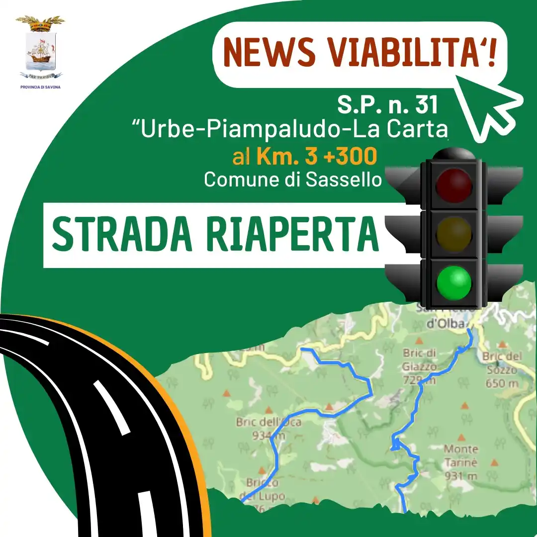 Image from PROVINCIA DI SAVONA: ๐ขAGGIORNAMENTO! VIABILITA' RIPRISTINATA ๐ ๐8/๐๐/๐๐๐๐ ๐๐๐ ...