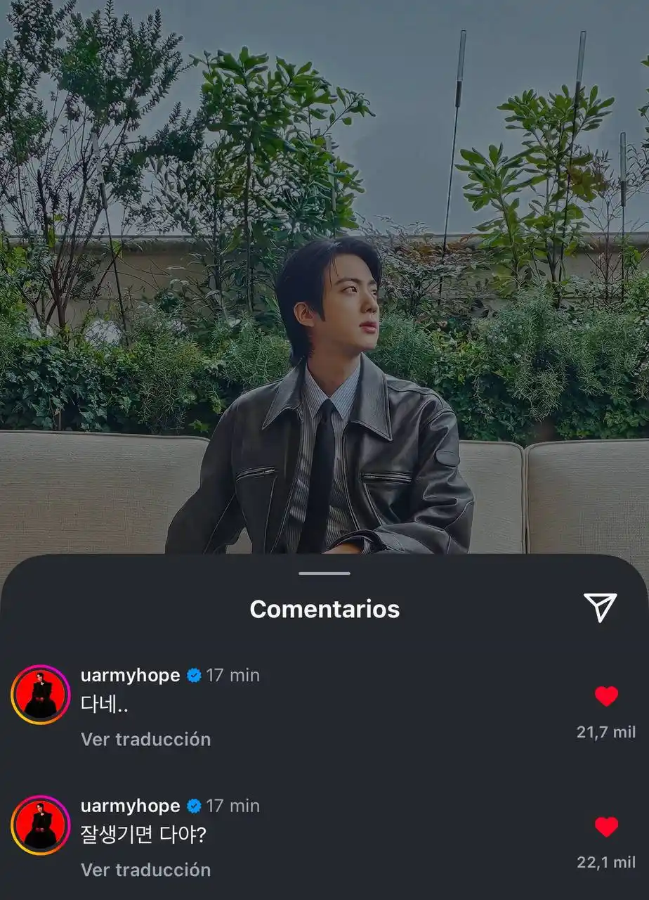 Image from PurplelineBTS: COMENTARIO DE HOBI ENMPOST DE JIN EN IG | 220226 🐿️crees tener/ tien...