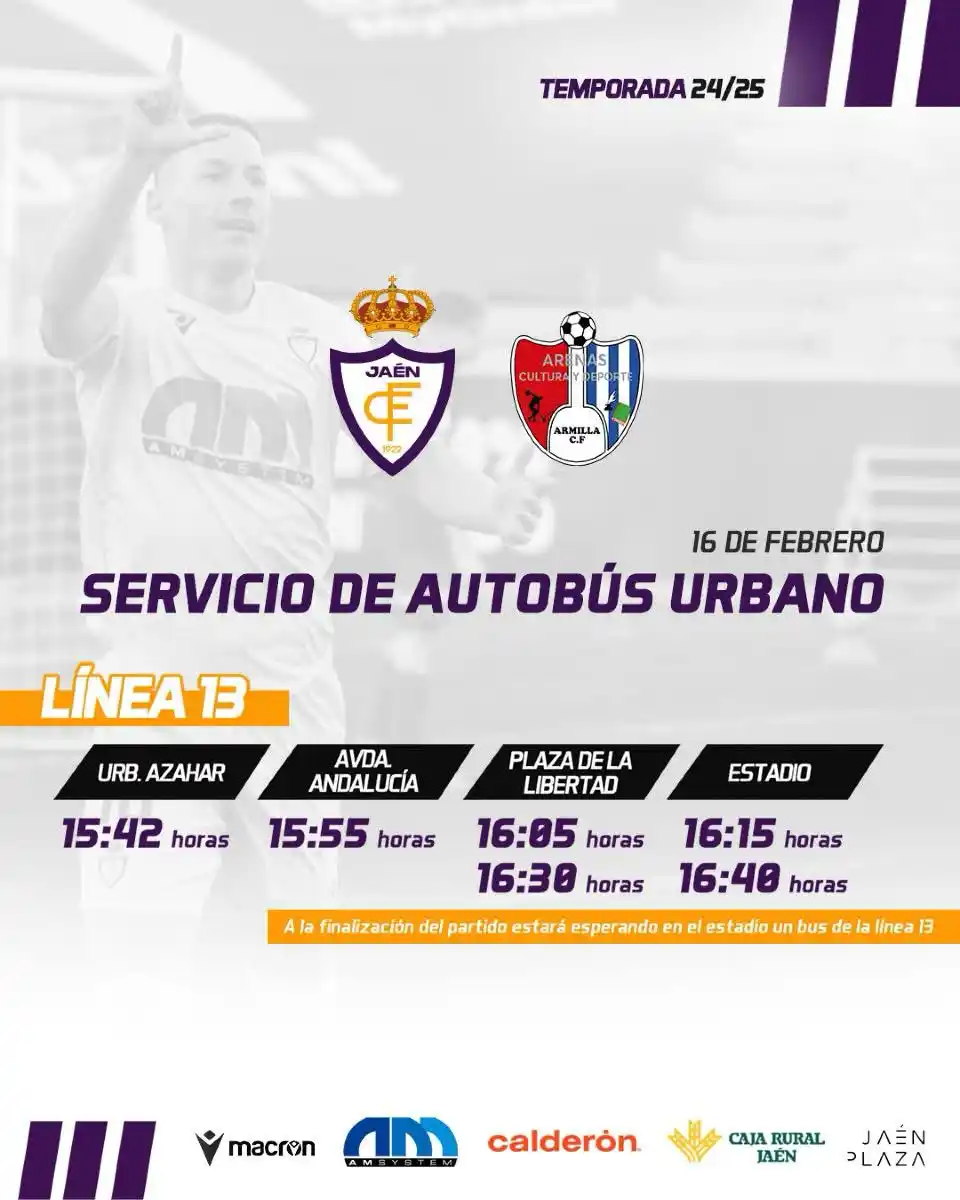 Image from Real Jaén C.F: 🅿 𝗧𝗥𝝠𝗡𝗦𝗣𝝝𝗥𝗧𝗘 𝗣𝗨́𝗕𝗟𝗜𝗖𝝝 Real Jaén CF 🆚 Arenas de Arm...
