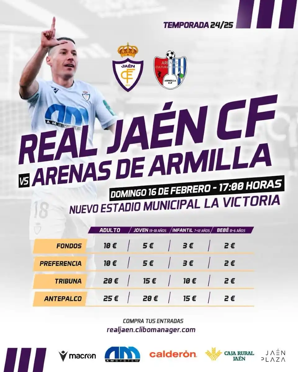 Image from Real Jaén C.F: ¡Este domingo nos vemos en La Victoria! 🆚 Arenas de Armilla 📆 16 d...