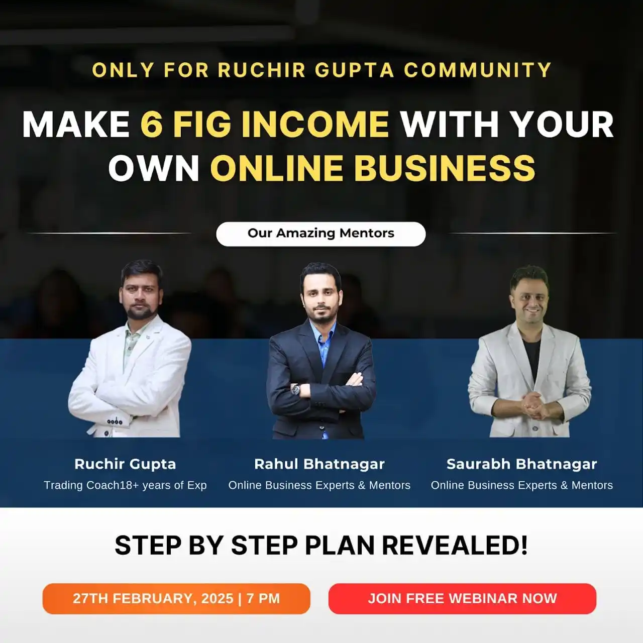 Image from Ruchir Gupta Training Academy: 🚨 *It’s happening TODAY at 7 PM IST!* 🚨 Don’t miss this *rare oppor...