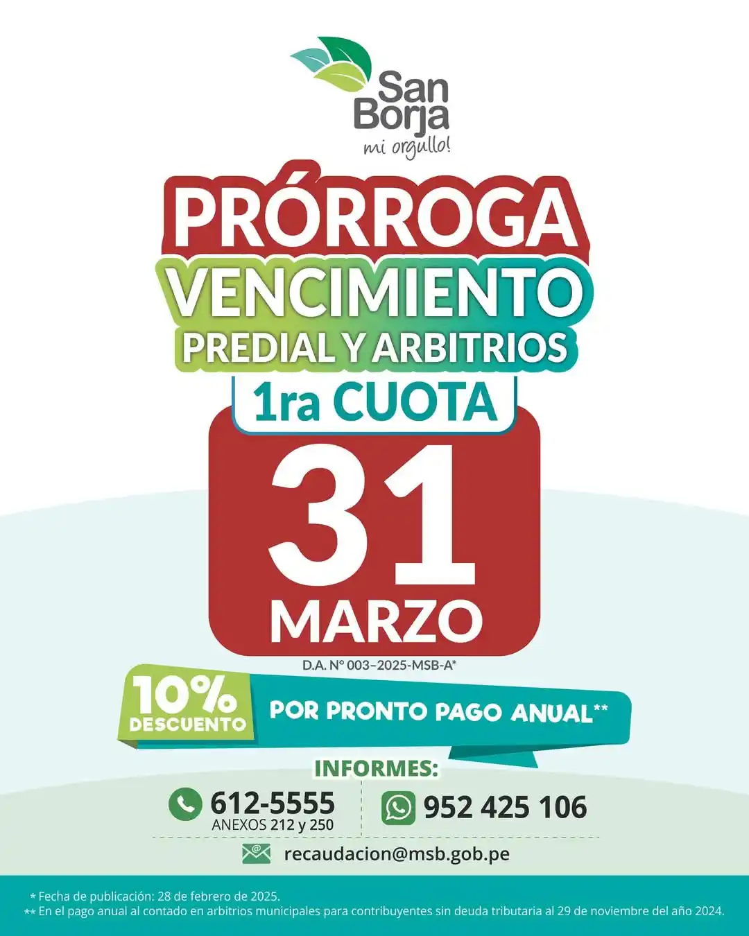 Image from San Borja Informa๐ข: ๐ข ยก๐๐บ๐ฝ๐น๐ถ๐ฎ๐บ๐ผ๐ ๐ฒ๐น ๐ฝ๐น๐ฎ๐๐ผ ๐ฝ๐ฎ๐ฟ๐ฎ ๐ฒ๐น ๐ฝ๐ฎ๐ด๐ผ ๐ฑ๐ฒ ๐๏ฟฝ...