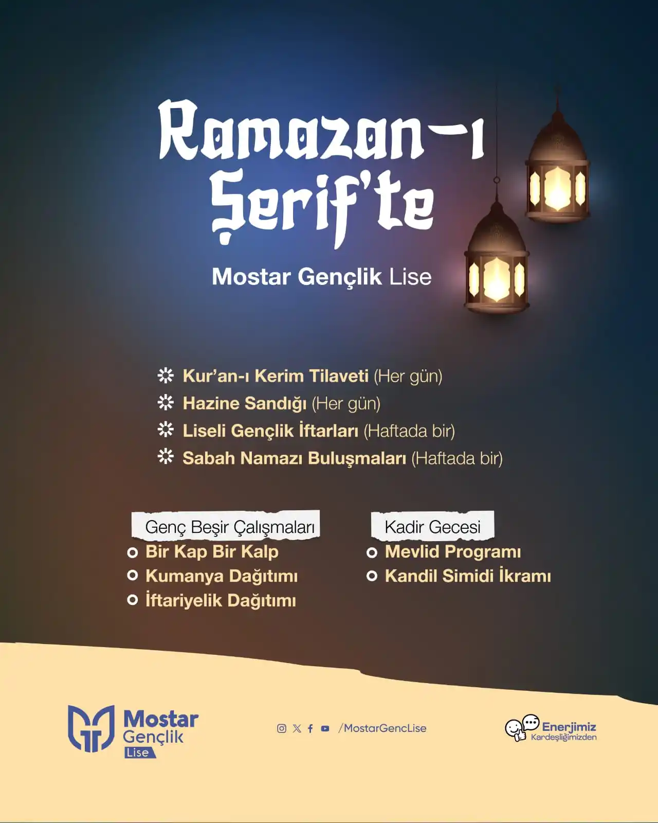 Image from 𝐒𝐞𝐦𝐞𝐫𝐤𝐚𝐧𝐝 𝐌𝐞𝐜𝐥𝐢𝐬𝐢: *Ramazan'ı Şerif'te* *Mostar Gençlik Lise* 🌙 *Rahmet ve bereket ayı ...
