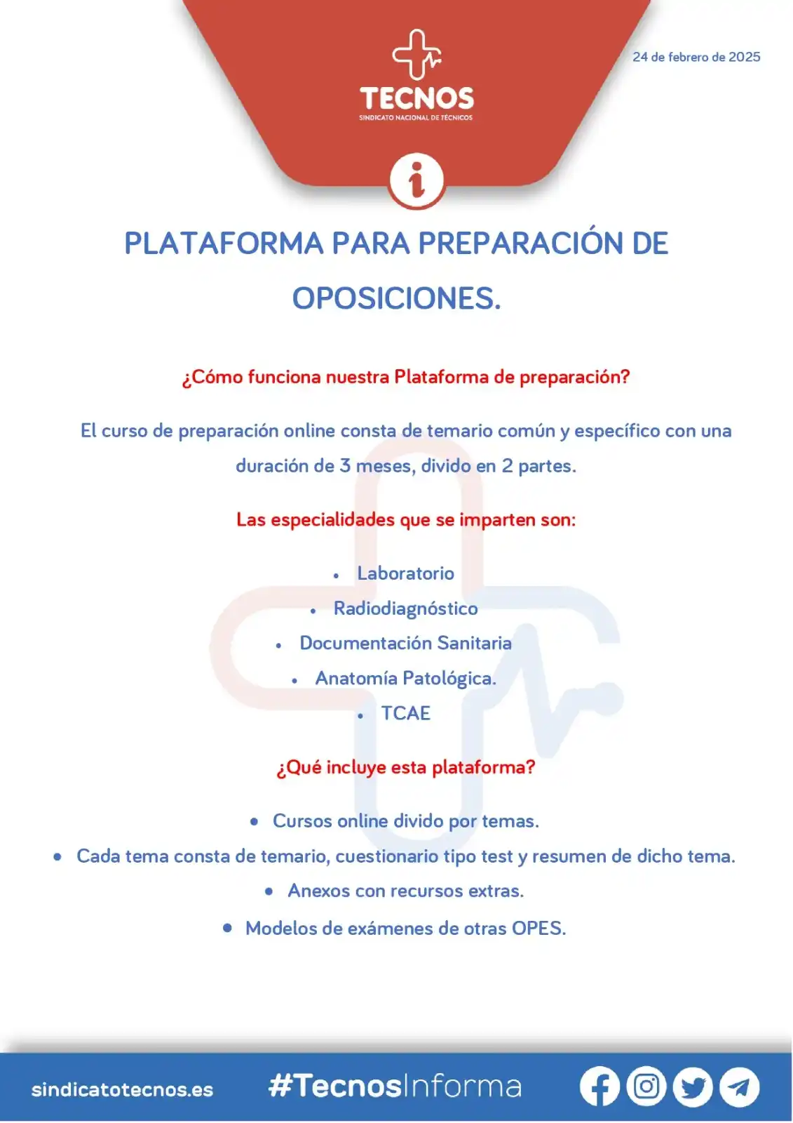 Image from SINDICATO NACIONAL DE TÉCNICOS (TECNOS): 🔴🔵 TECNOS INFORMA: OPE 2025. 🔊 OPE 2025 | Abierto el plazo de insc...