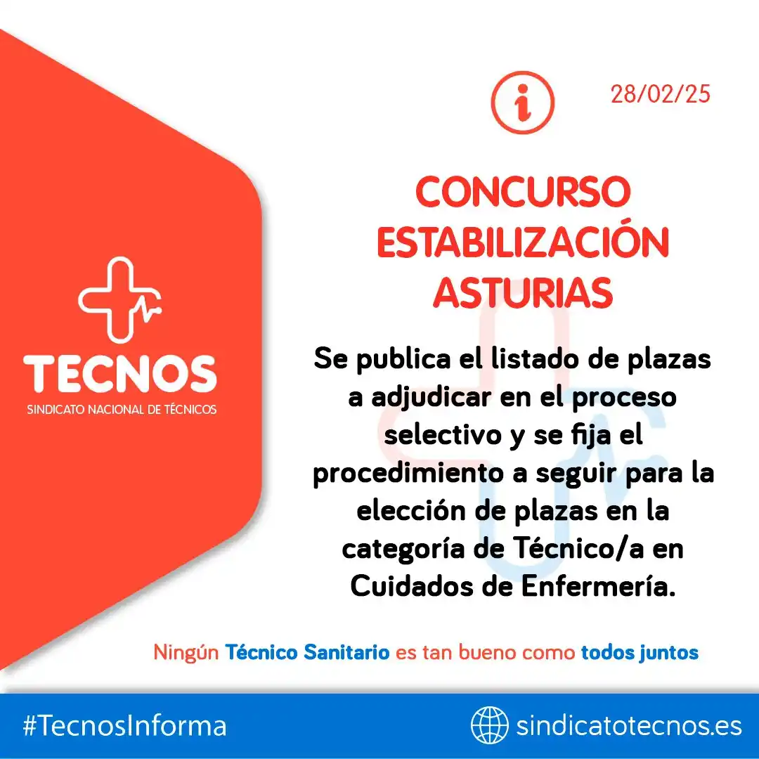 Image from SINDICATO NACIONAL DE TÉCNICOS (TECNOS): 🔴🔵 TECNOS INFORMA: ASTURIAS. 🔊 CONCURSO ESTABILIZACIÓN | ASTURIAS...