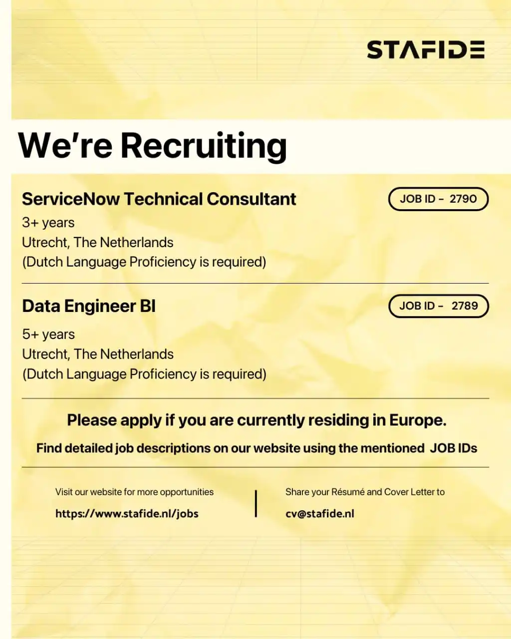 STAFIDE - Tech Talent Recruitment Europe post