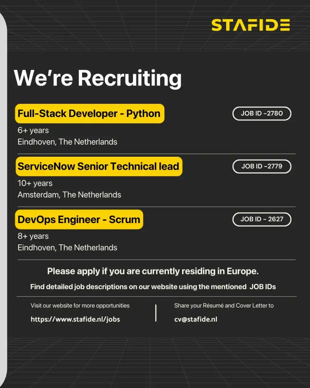 STAFIDE - Tech Talent Recruitment Europe post