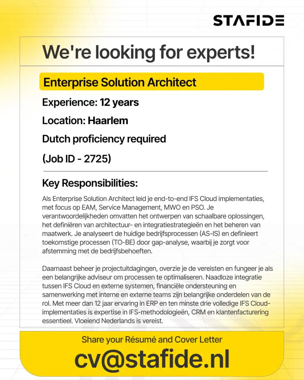 STAFIDE - Tech Talent Recruitment Europe post
