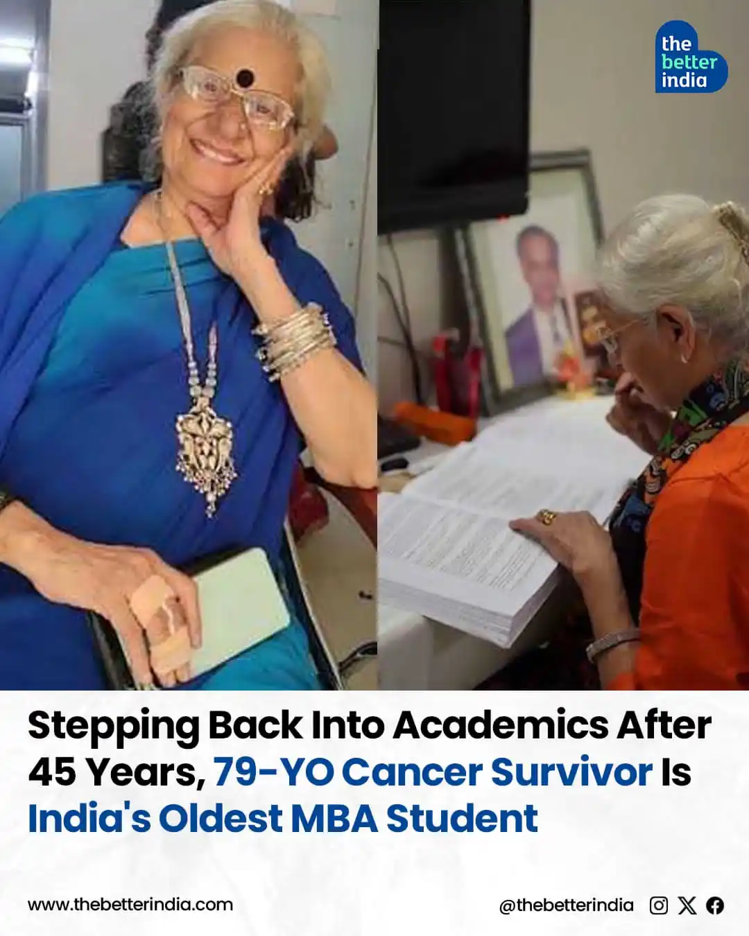 Image from The Better India: 79 & Back in Class! At an age when most people slow down, Usha Ray hi...