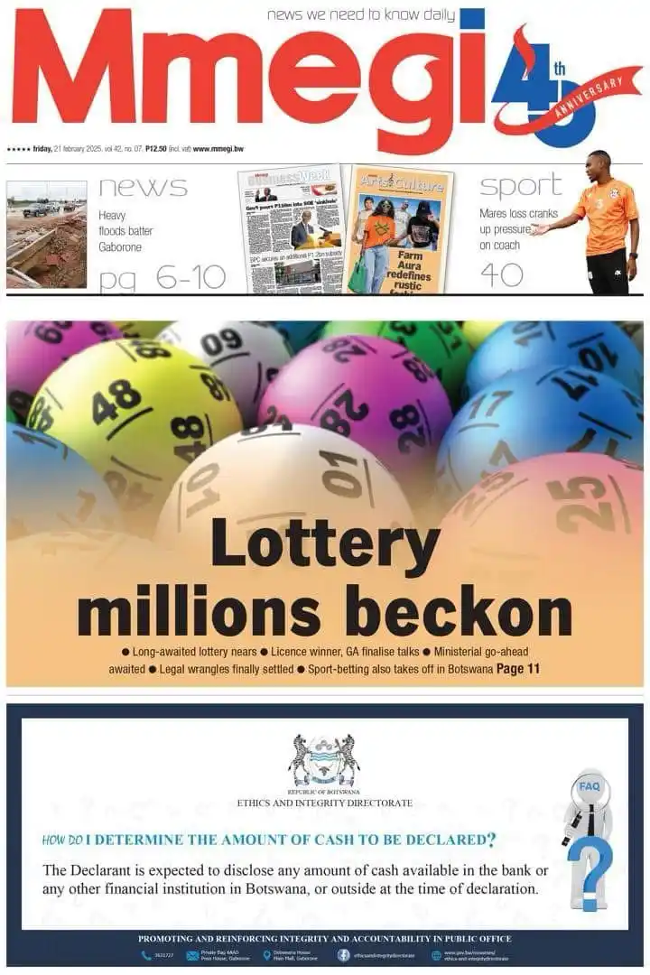 Image from The Hotwire Family of Brands : *MMEGI*   *LEAD STORY/S*  Lottery Millions beckon  *GENERAL*  Pension ...