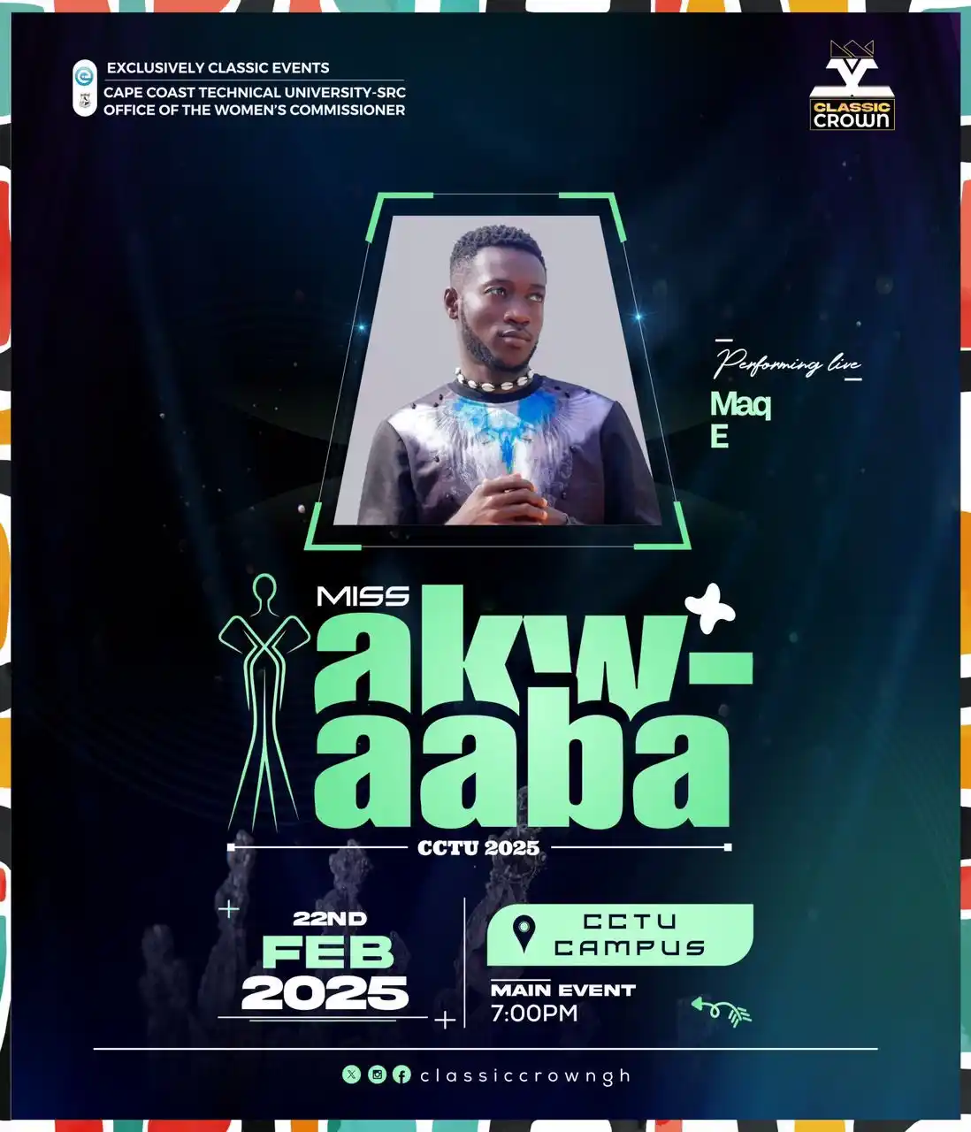 Image from π©π’πππ π’π πππ§π¨ π¦π₯π π£οΈ: Star power alert! *Maq E* shines bright at Miss Akwaaba 2025. Catch th...