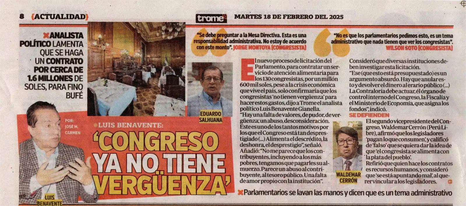 Image from Vox Populi: Comparto declaraciones que ofrecí a Trome, sobre la licitación del Con...