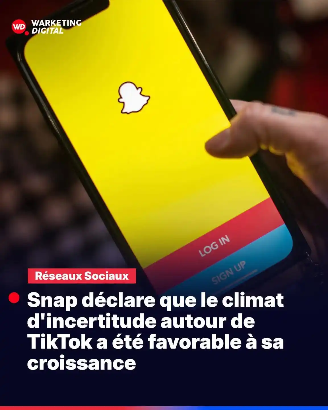 Image from Warketing Digital: 🔴 Lors de son appel trimestriel, Evan Spiegel a expliqué que l'incert...
