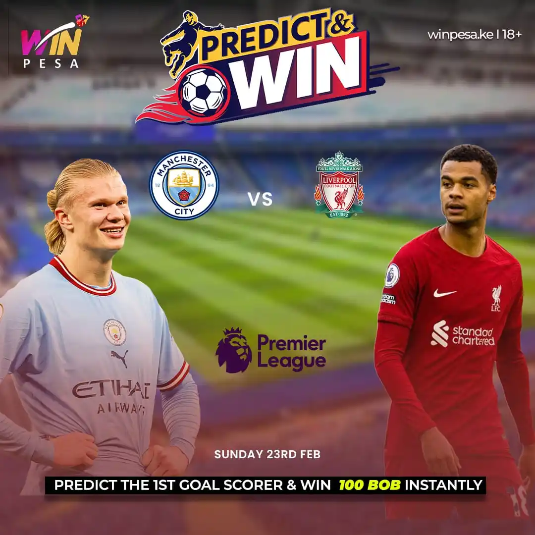 Image from WINPESA. KE: Do you need some extra free bet this weekend! Predict the first goal ...